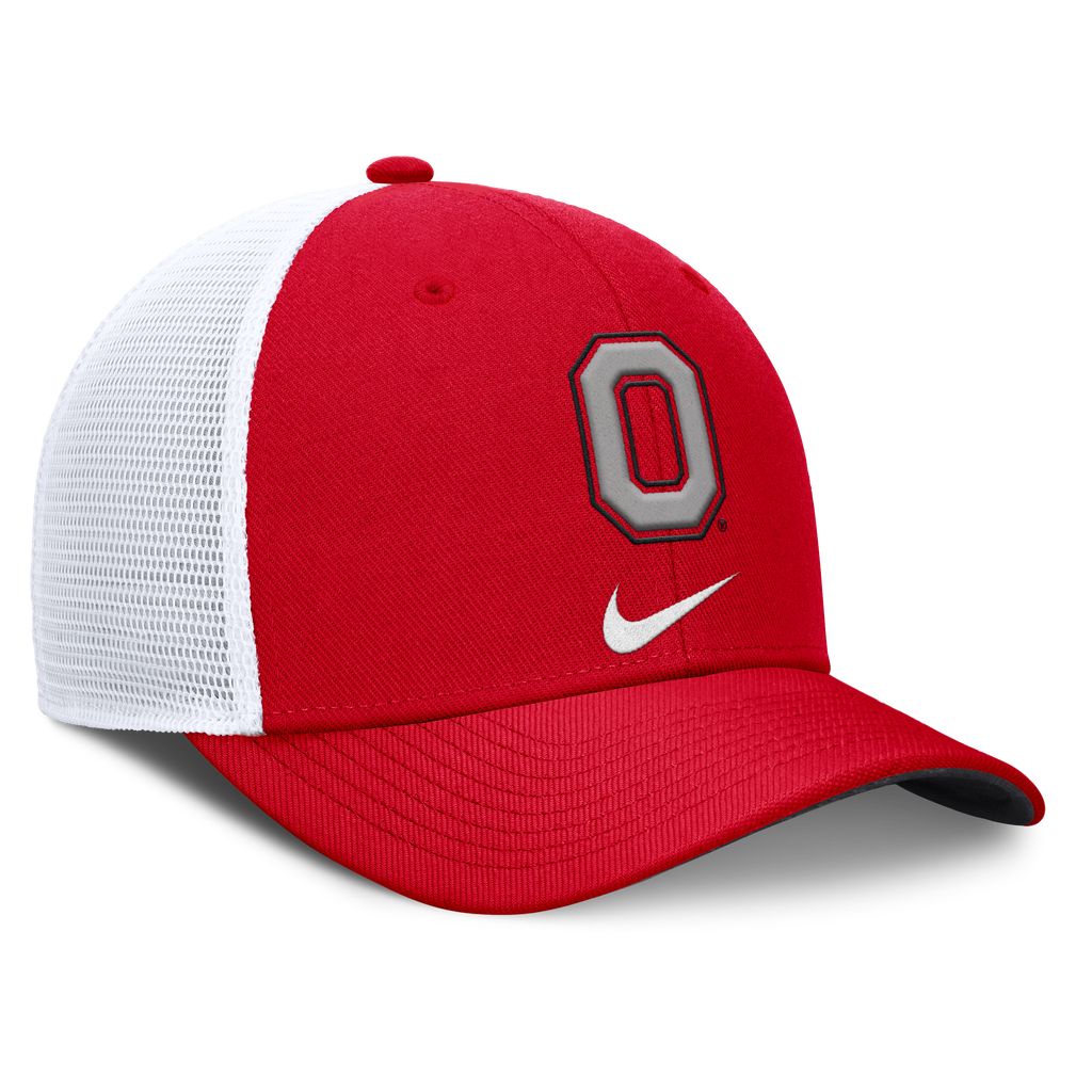 Ohio State Buckeyes Nike Rise Red Adjustable Snapback Trucker Hat product image 3, provided for visual reference and product