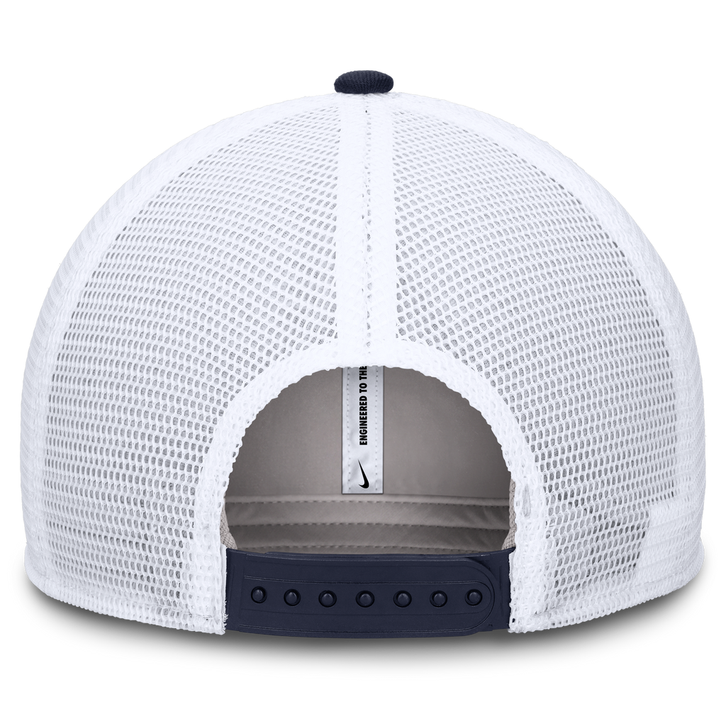 Michigan Wolverines Jumpman Club Navy Mascot Adjustable Snapback Trucker Hat product image 4, provided for visual reference