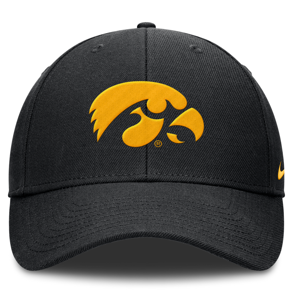 Iowa Hawkeyes Black Nike Rise Adjustable Hat product image 2, provided for visual reference and product detail review
