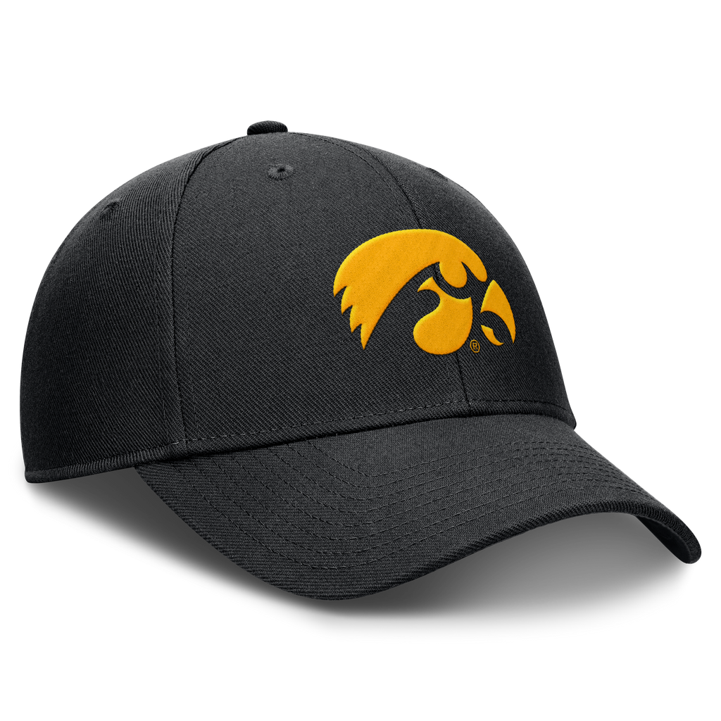 Iowa Hawkeyes Black Nike Rise Adjustable Hat product image 3, provided for visual reference and product detail review