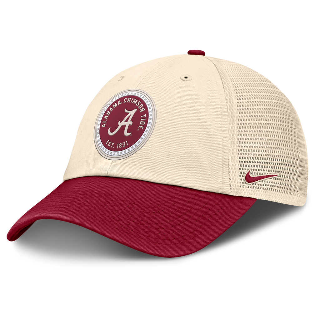 Alabama Crimson Tide Nike Club Primetime Unstructured Trucker Cap-Natural for Men product image 1, provided for visual