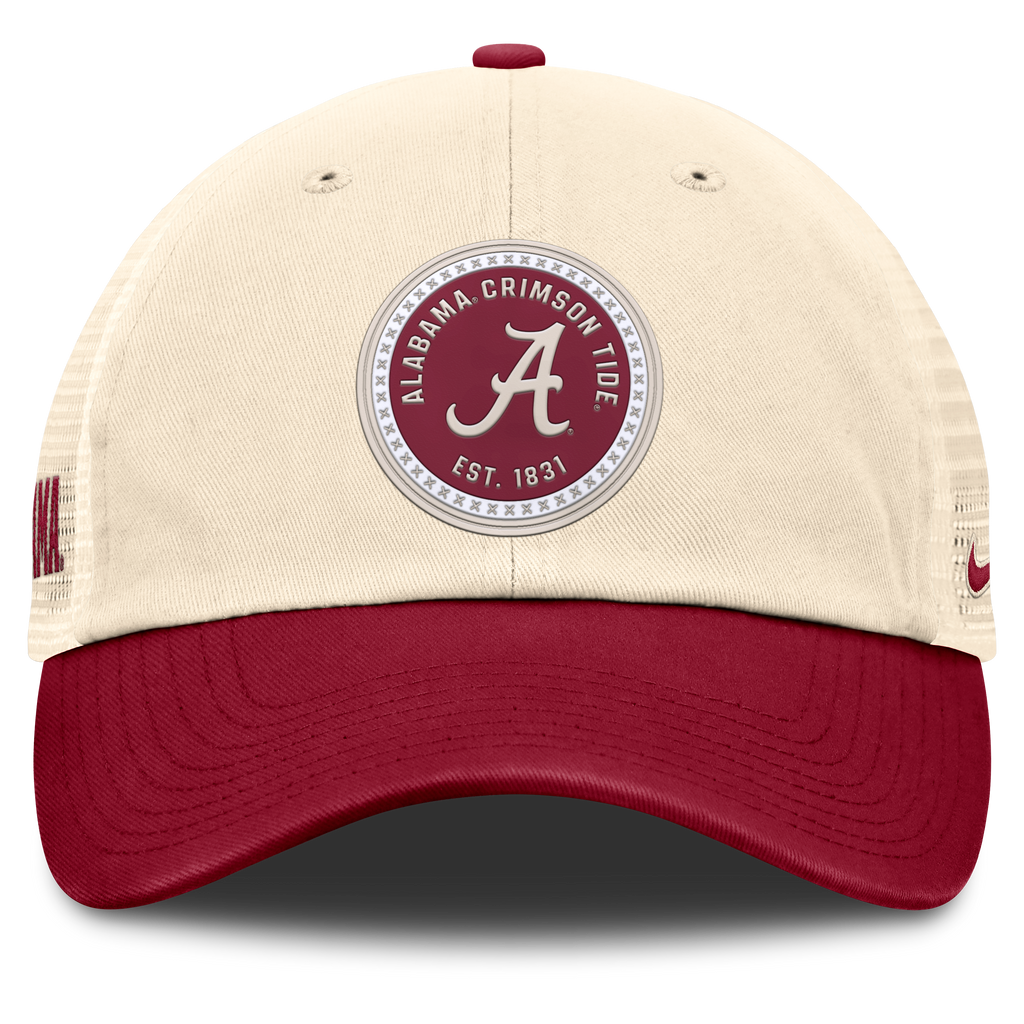 Alabama Crimson Tide Nike Club Primetime Unstructured Trucker Cap-Natural for Men product image 2, provided for visual