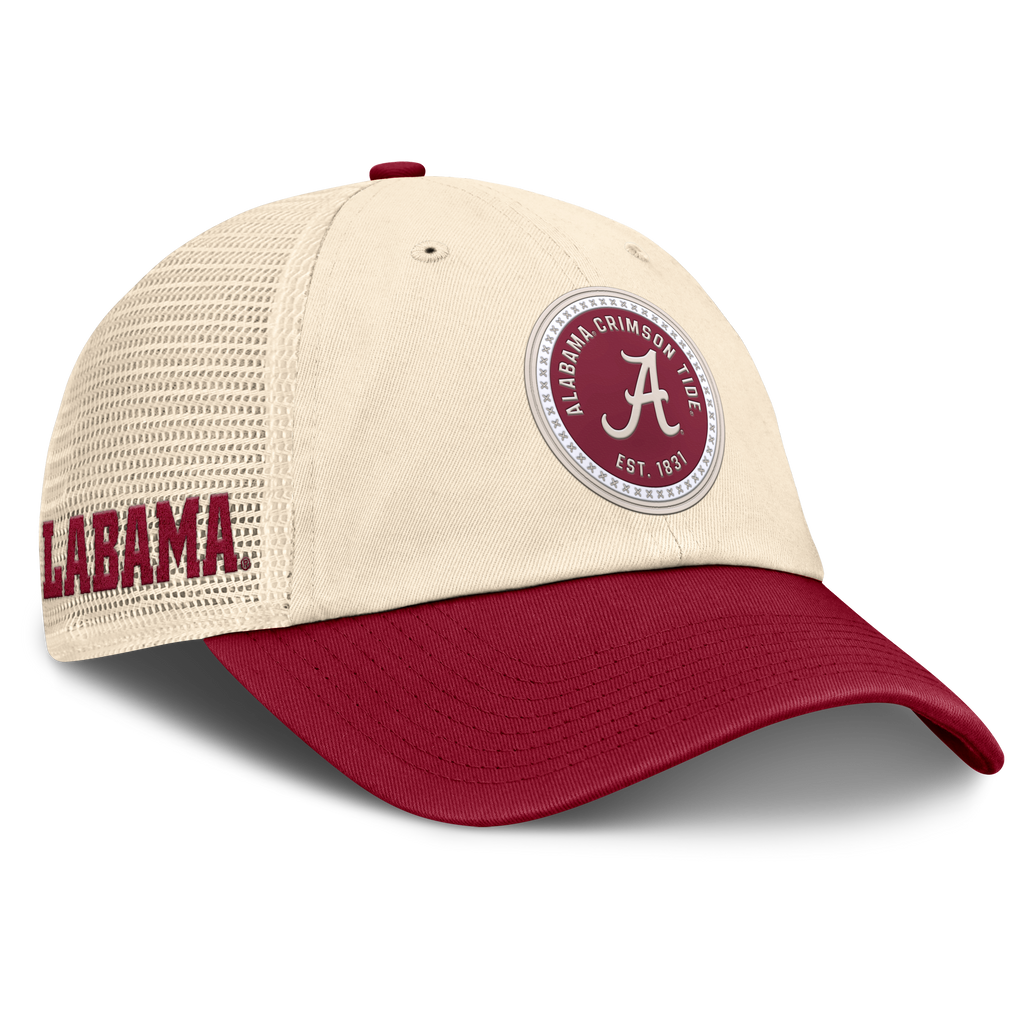 Alabama Crimson Tide Nike Club Primetime Unstructured Trucker Cap-Natural for Men product image 3, provided for visual