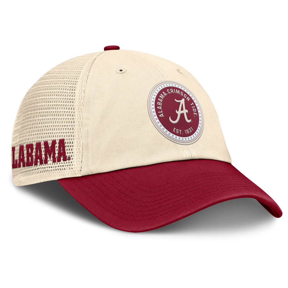 Alabama Crimson Tide Nike Club Primetime Unstructured Trucker Cap-Natural for Men product image 3, provided for visual