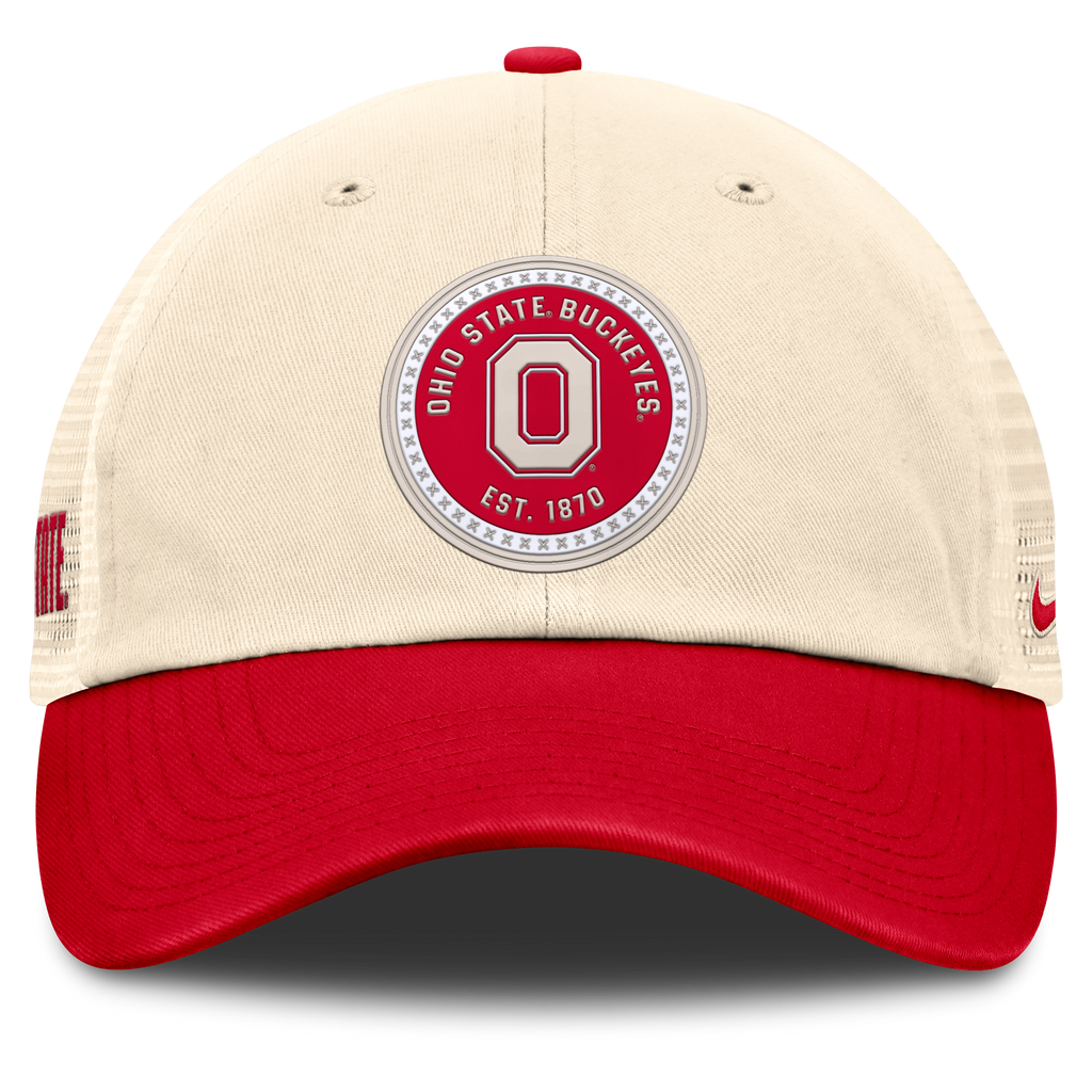 Ohio State Buckeyes Nike Club Primetime Unstructured Trucker Cap-Natural for Men product image 2, provided for visual