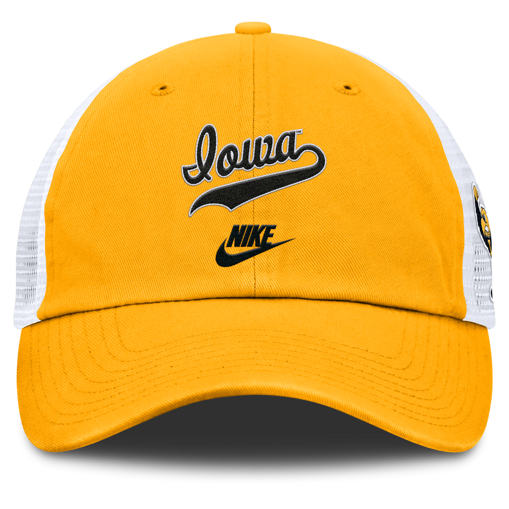 Iowa Hawkeyes Nike Yellow Legacy Club Unstructured Adjustable Trucker Hat product image 2, provided for visual reference and