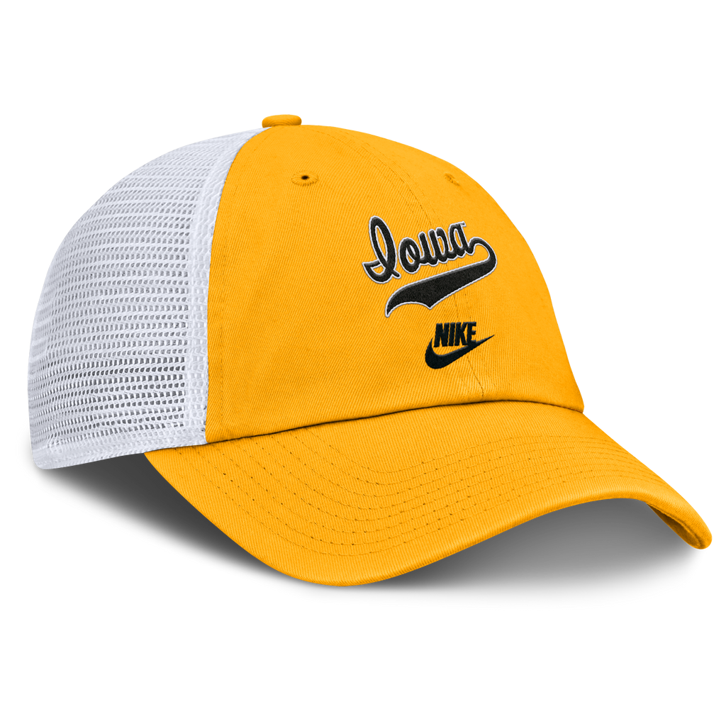 Iowa Hawkeyes Nike Yellow Legacy Club Unstructured Adjustable Trucker Hat product image 3, provided for visual reference and