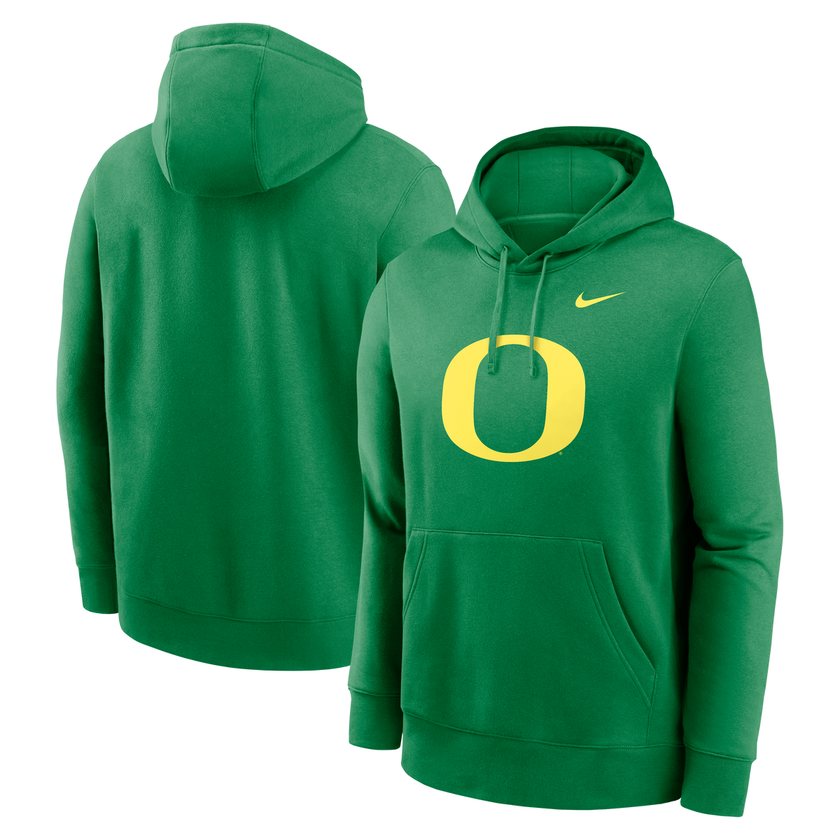Nike Men Oregon Ducks Apple Green Club Fleece Hoodie product image 1, provided for visual reference and product detail review