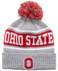 Ohio State Buckeyes Colosseum Gray Cuffed Pom Knit Hat product image 1, provided for visual reference and product detail