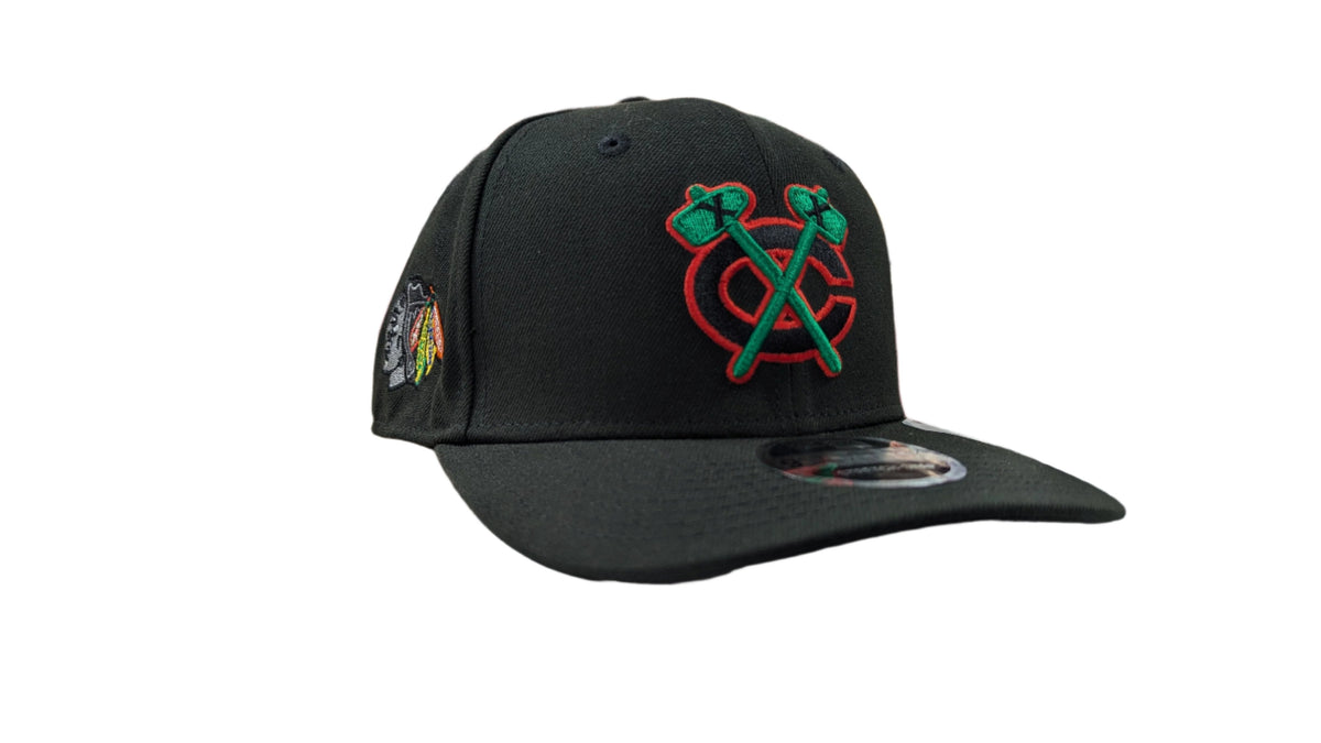 Chicago Blackhawks New Era NHL Reverse OTC Black 9SEVENTY Adjustable Hat product image 3, provided for visual reference and
