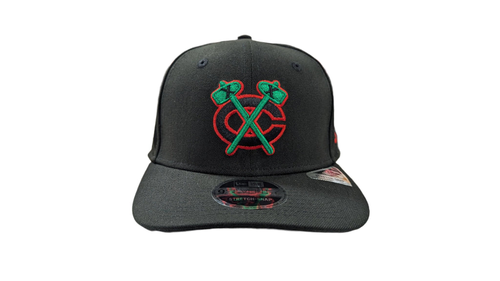 Chicago Blackhawks New Era NHL Reverse OTC Black 9SEVENTY Adjustable Hat product image 2, provided for visual reference and