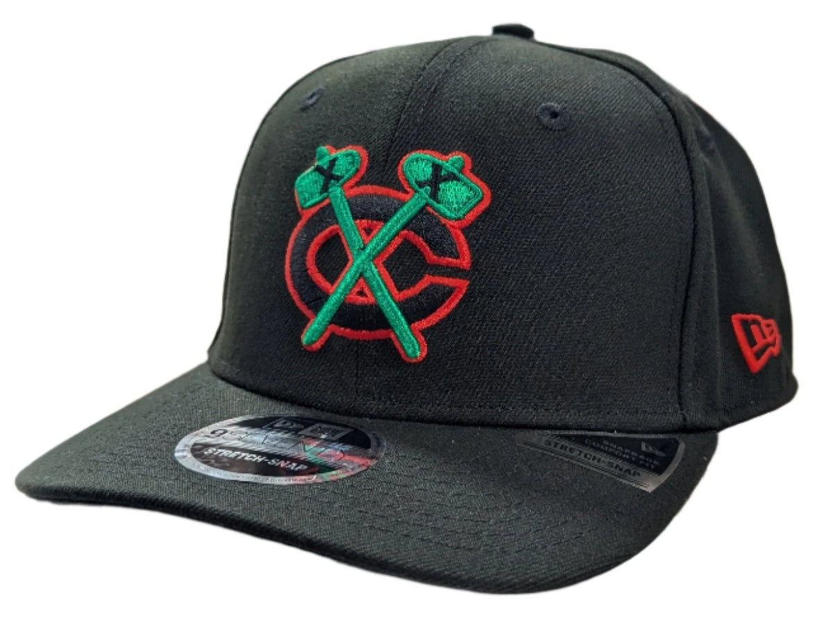 Chicago Blackhawks New Era NHL Reverse OTC Black 9SEVENTY Adjustable Hat product image 1, provided for visual reference and