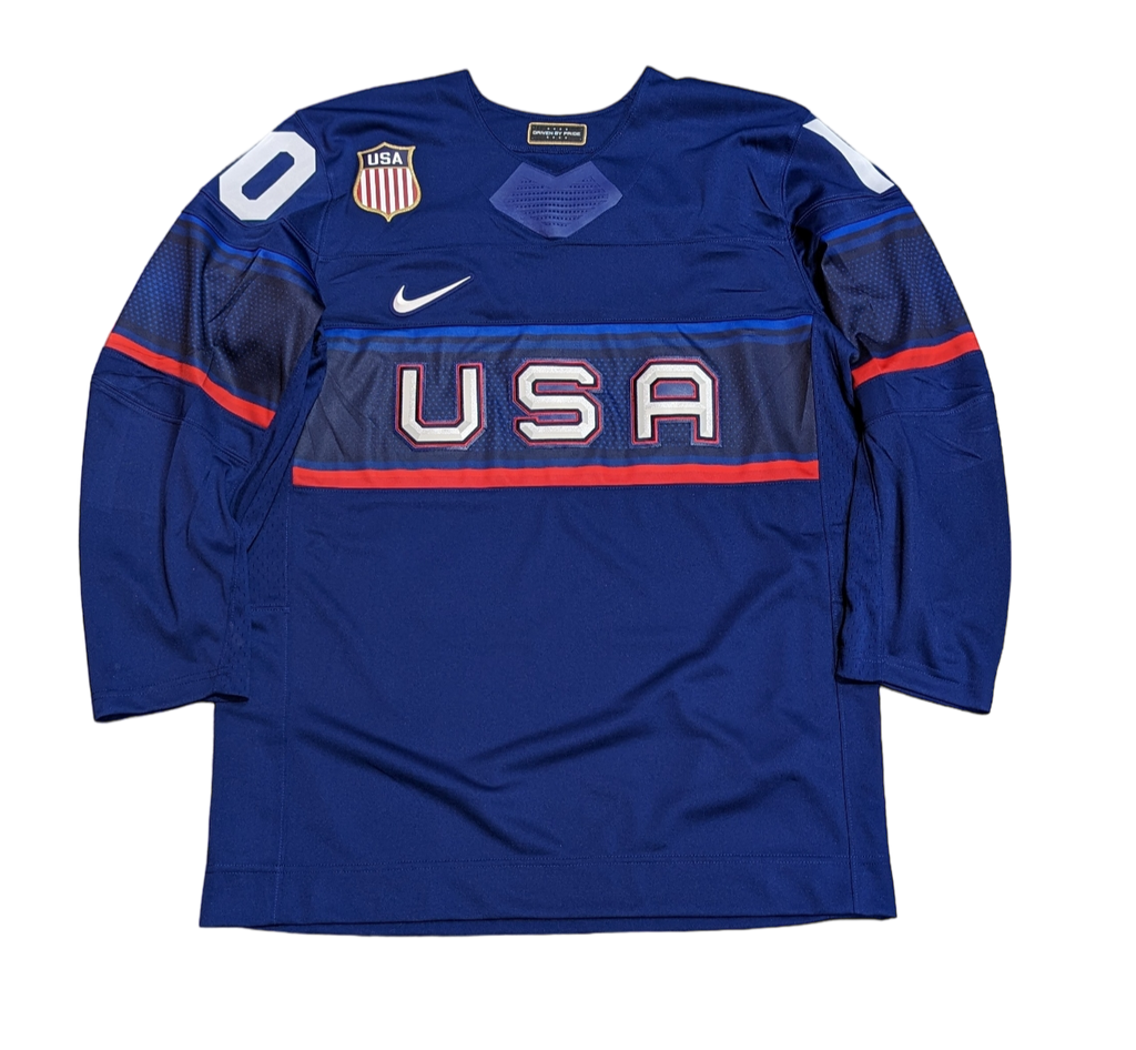 Mens USA Hockey Matty Beniers Nike Olympic Navy Replica Jersey product image 3, provided for visual reference and product