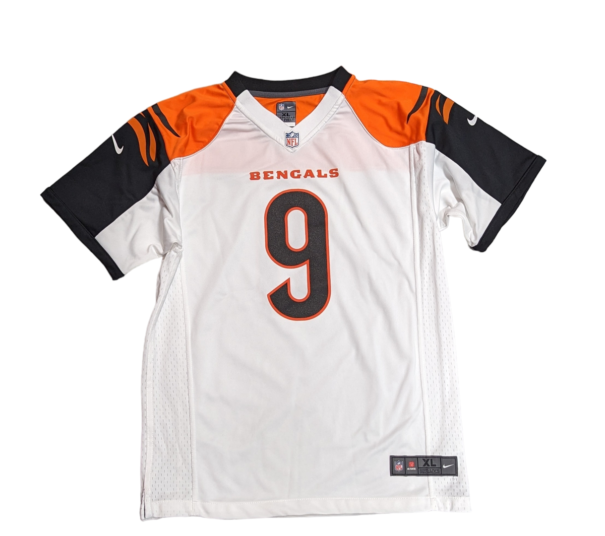 Youth Cincinnati Bengals Joe Burrow Nike Alternate White/Orange Game Jersey product image 2, provided for visual reference
