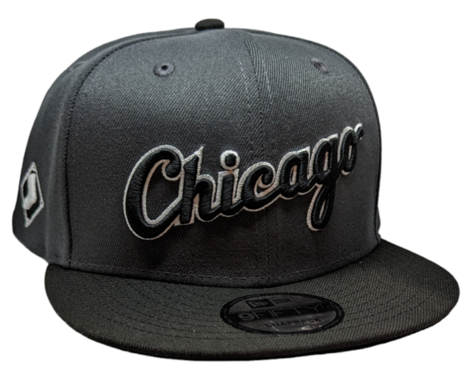 Chicago White Sox New Era 2 Tone Graphite/Black Script 9FIFTY Snapback Adjustable Hat product image 1, provided for visual