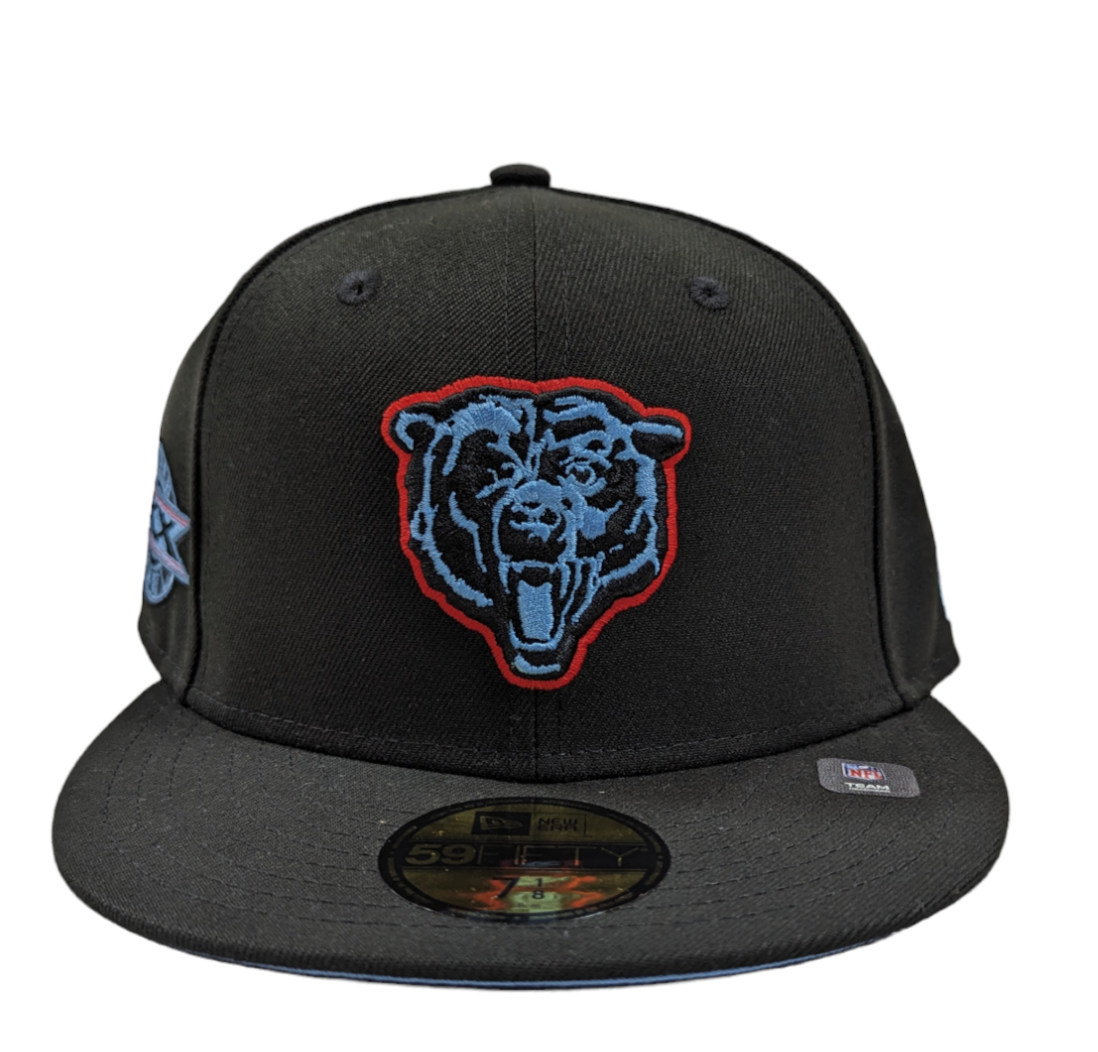 Chicago Bears Black/Sky Blue Super Bowl XX New Era 59FIFTY Fitted Hat product image 2, provided for visual reference and
