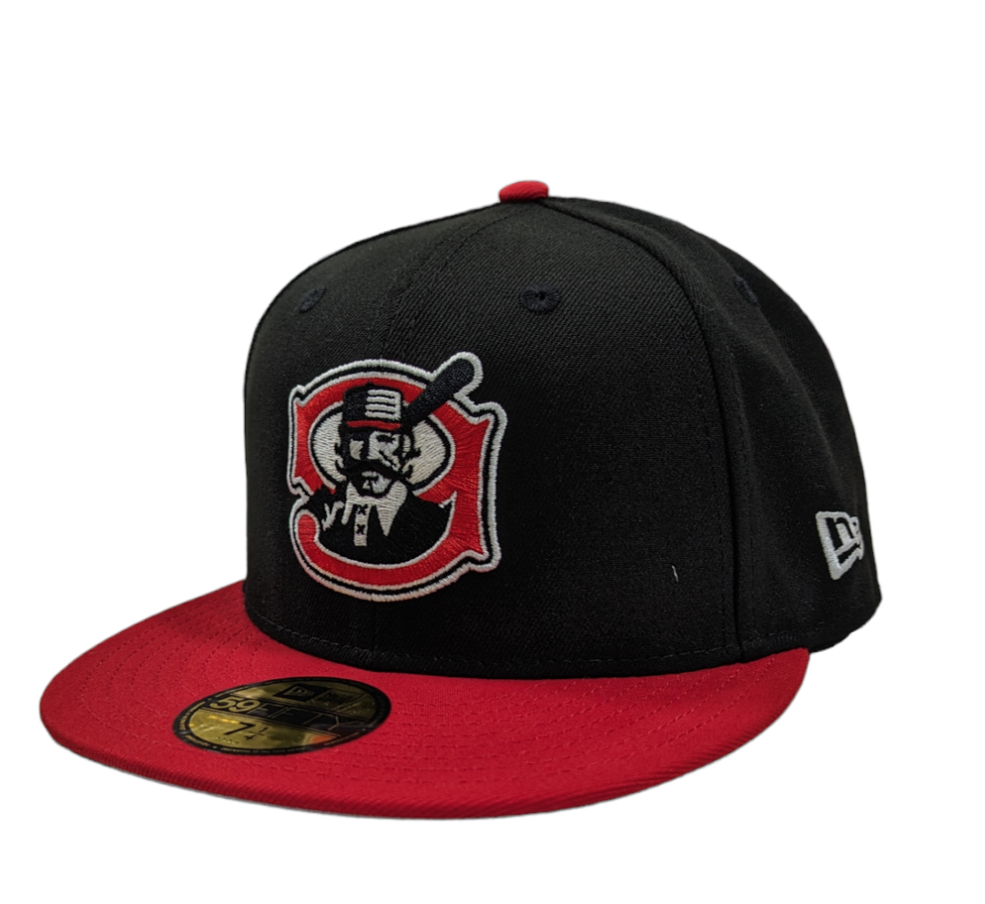 Mudville 9 MILB 2 Tone Black/Red Centerfield New Era 59FIFTY Fitted Hat product image 3, provided for visual reference and
