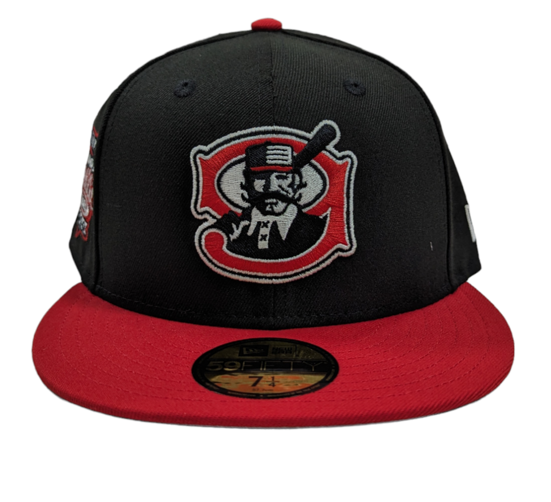 Mudville 9 MILB 2 Tone Black/Red Centerfield New Era 59FIFTY Fitted Hat product image 2, provided for visual reference and