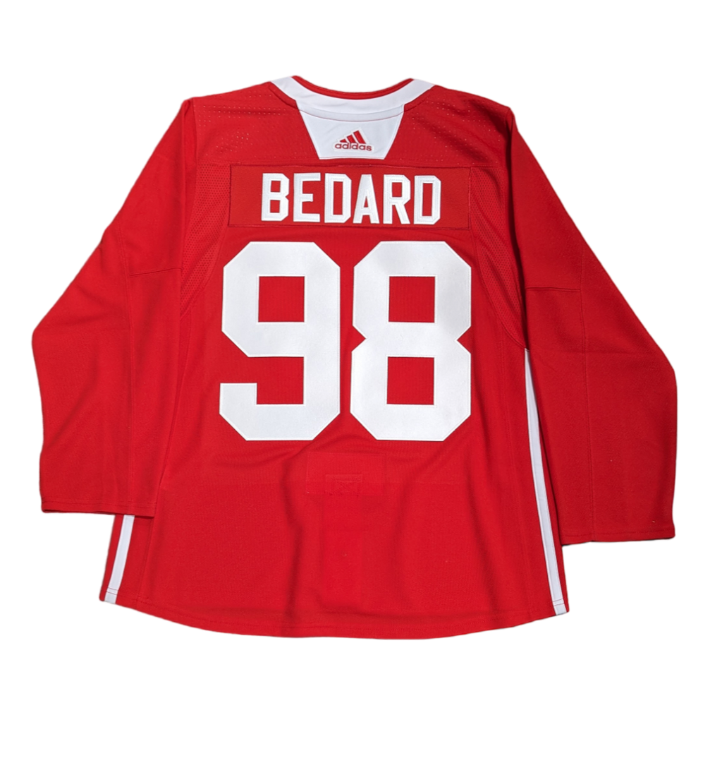 Connor Bedard Chicago Blackhawks adidas Authentic Red Practice Jersey for Men product image 2, provided for visual reference