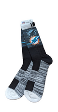 Miami Dolphins Black/Gray For Bare Feet NFL V-Curve Socks product image 1, provided for visual reference and product detail