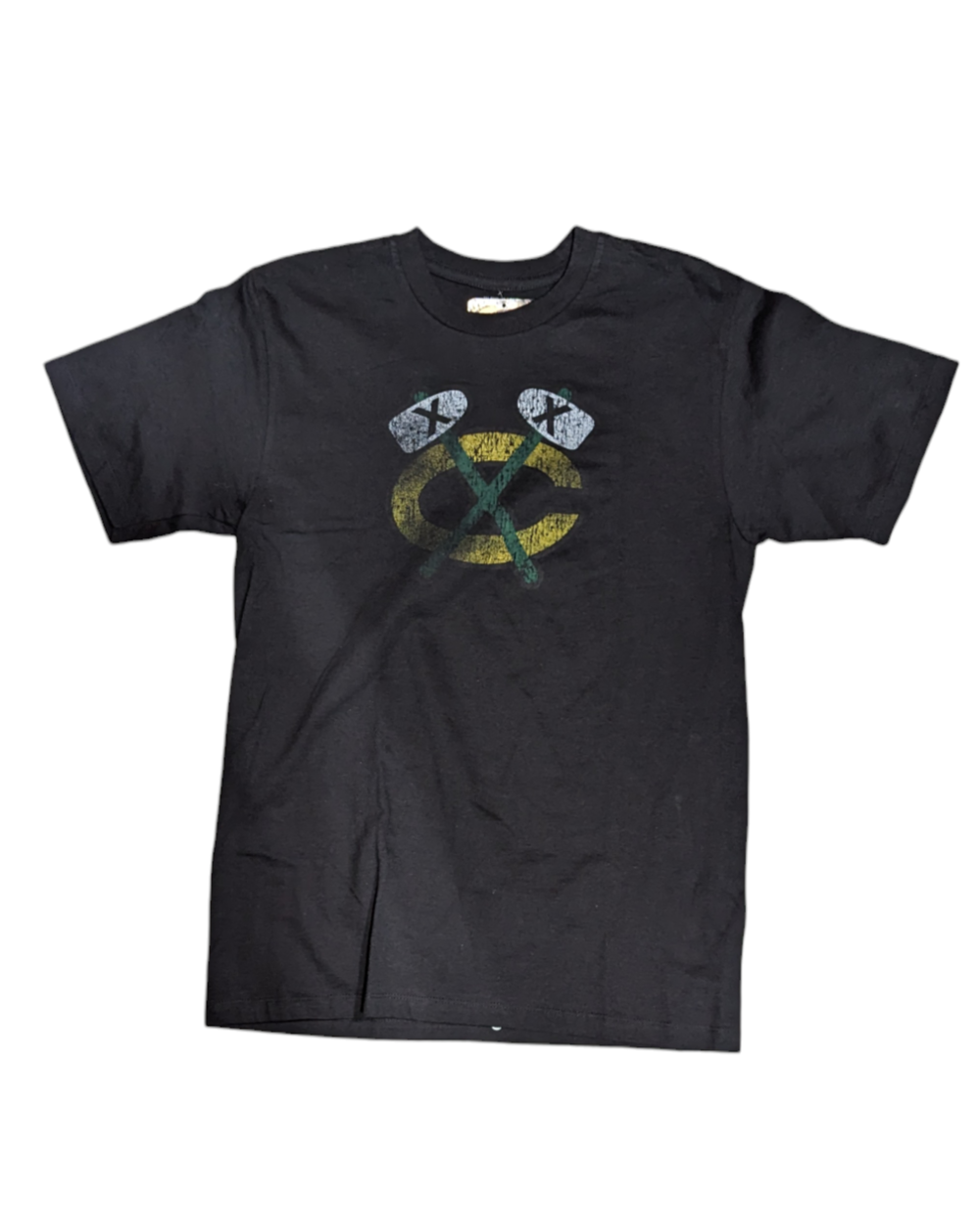 Chicago Blackhawks Black Vintage Tomahawk T-Shirt by Old Time Hockey for Men product image 1, provided for visual reference
