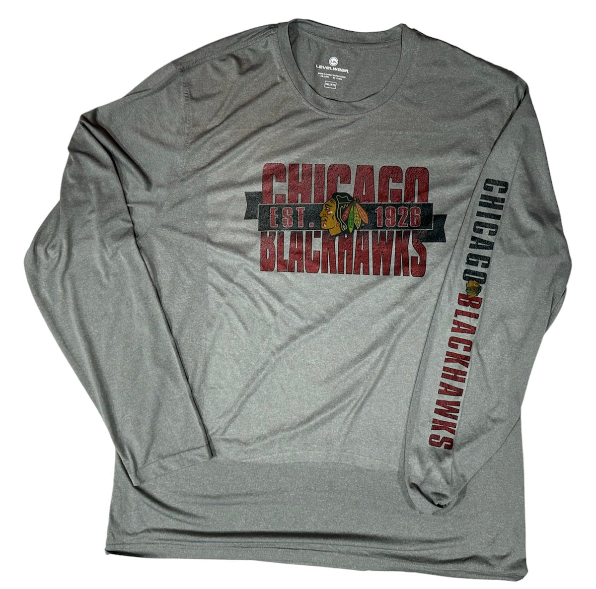 Chicago Blackhawks Stamped Long Sleeve T-Shirt By Levelwear for Men product image 1, provided for visual reference and