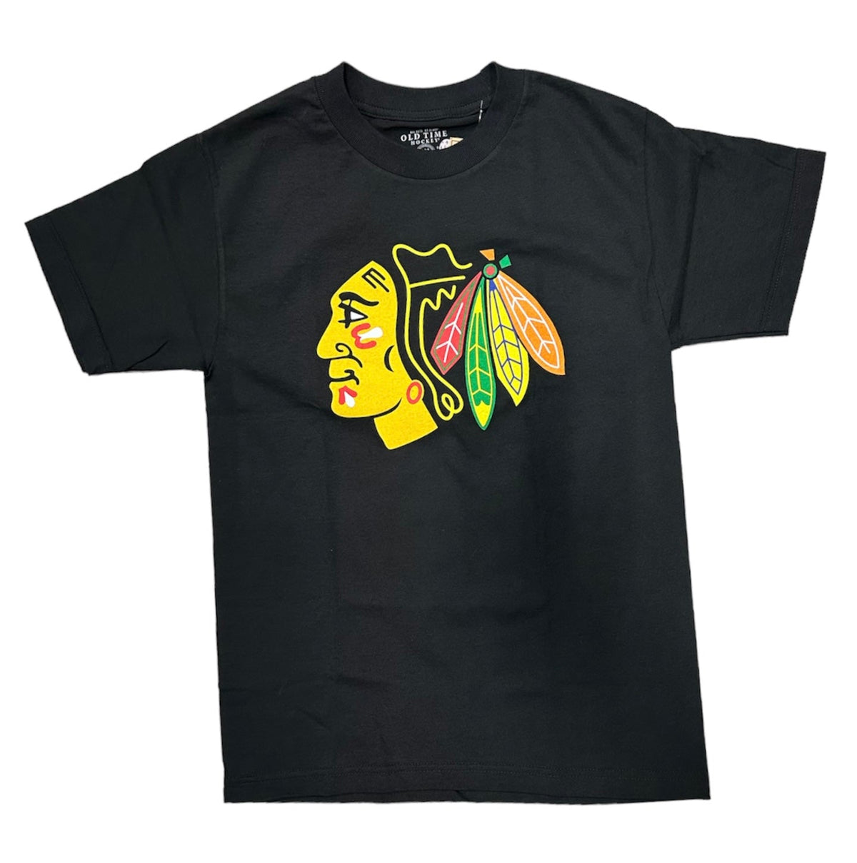 Chicago Blackhawks Logo Crewneck T-Shirt-Black product image 1, provided for visual reference and product detail review