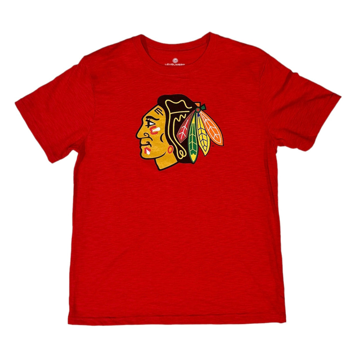 Chicago Blackhawks Core Logo Hobie T-Shirt By Levelwear-Red product image 1, provided for visual reference and product
