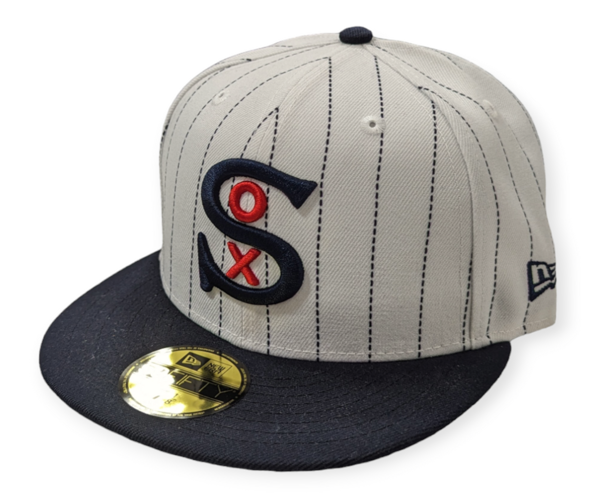 Chicago White Sox New Era White Pinstripe 1917 Logo 59FIFTY Fitted Hat product image 1, provided for visual reference and