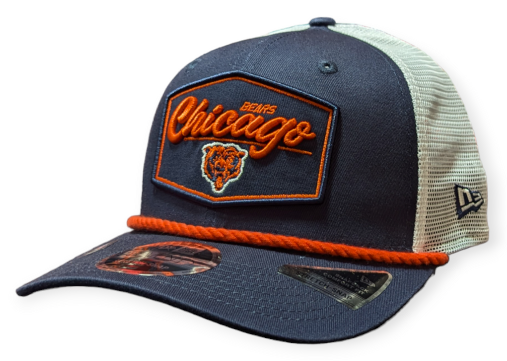 Chicago Bears New Era Navy/White Trucker Patch Primary 9SEVENTY Trucker Hat product image 1, provided for visual reference
