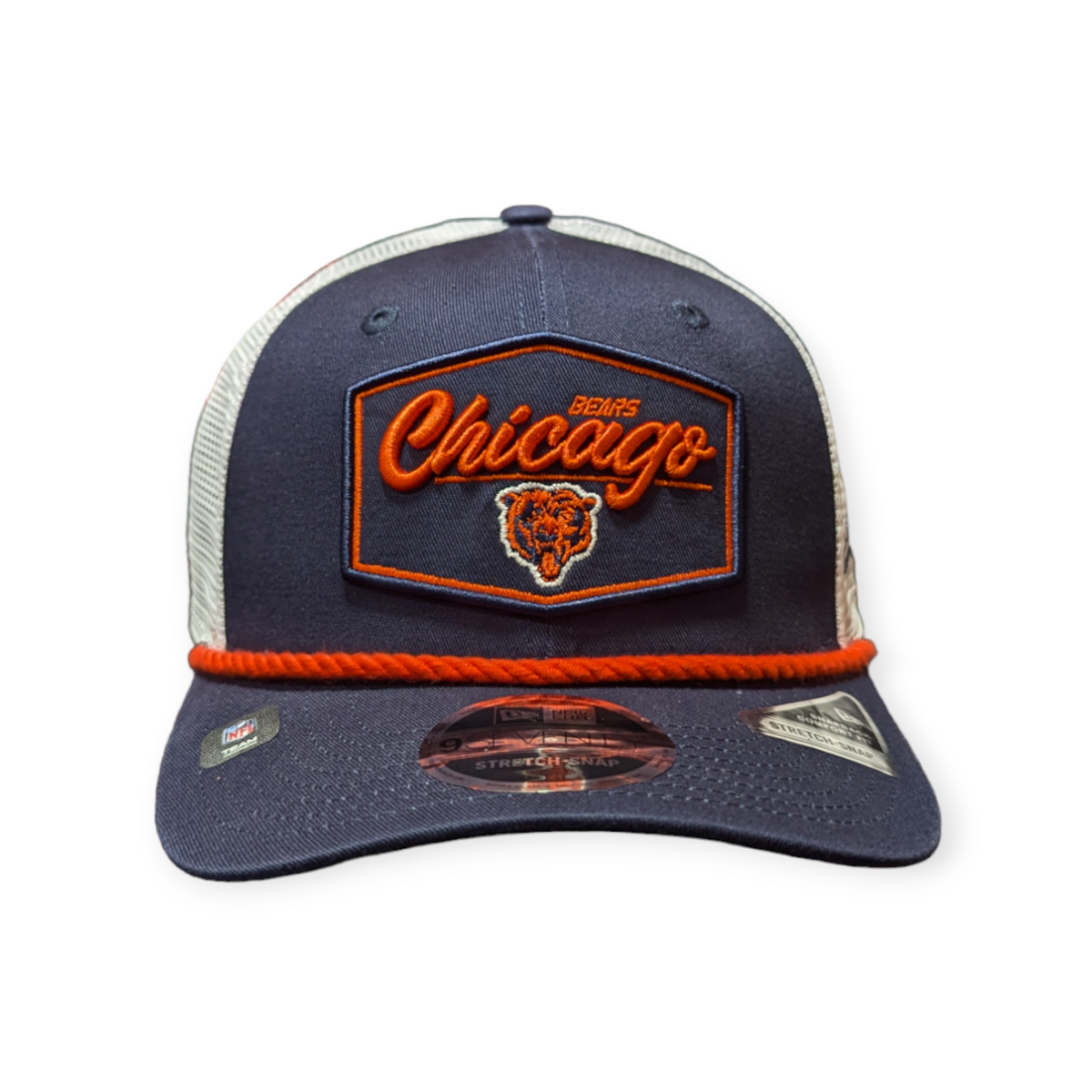 Chicago Bears New Era Navy/White Trucker Patch Primary 9SEVENTY Trucker Hat product image 2, provided for visual reference