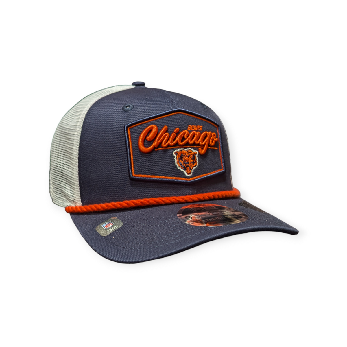 Chicago Bears New Era Navy/White Trucker Patch Primary 9SEVENTY Trucker Hat product image 3, provided for visual reference