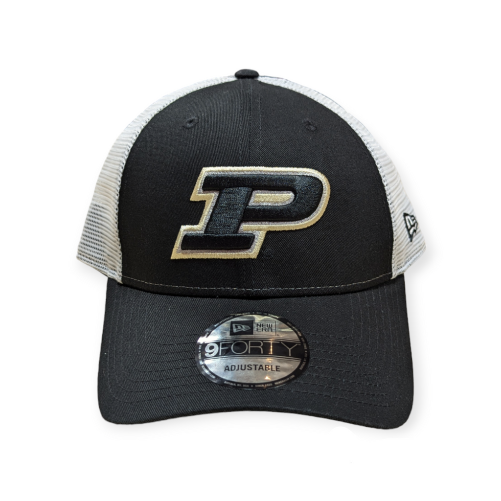 Purdue Boilermakers New Era Black/White Trucker 9FORTY Adjustable Hat product image 2, provided for visual reference and