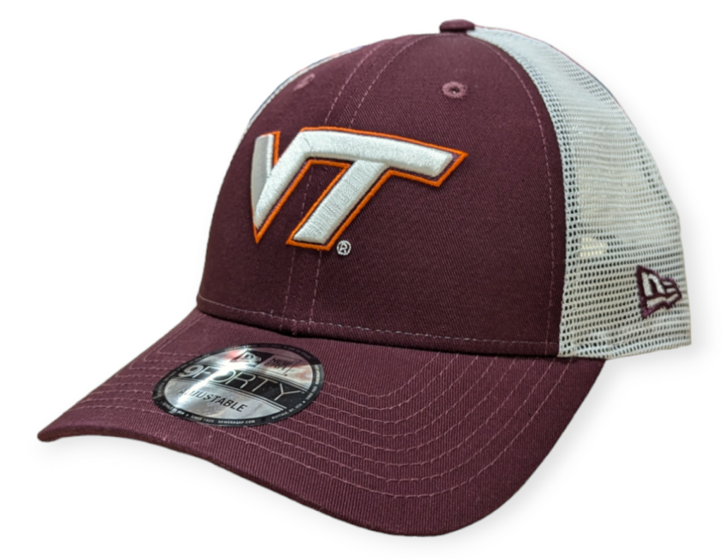 Virginia Tech Hokies New Era Maroon/White Trucker 9FORTY Adjustable Hat product image 1, provided for visual reference and