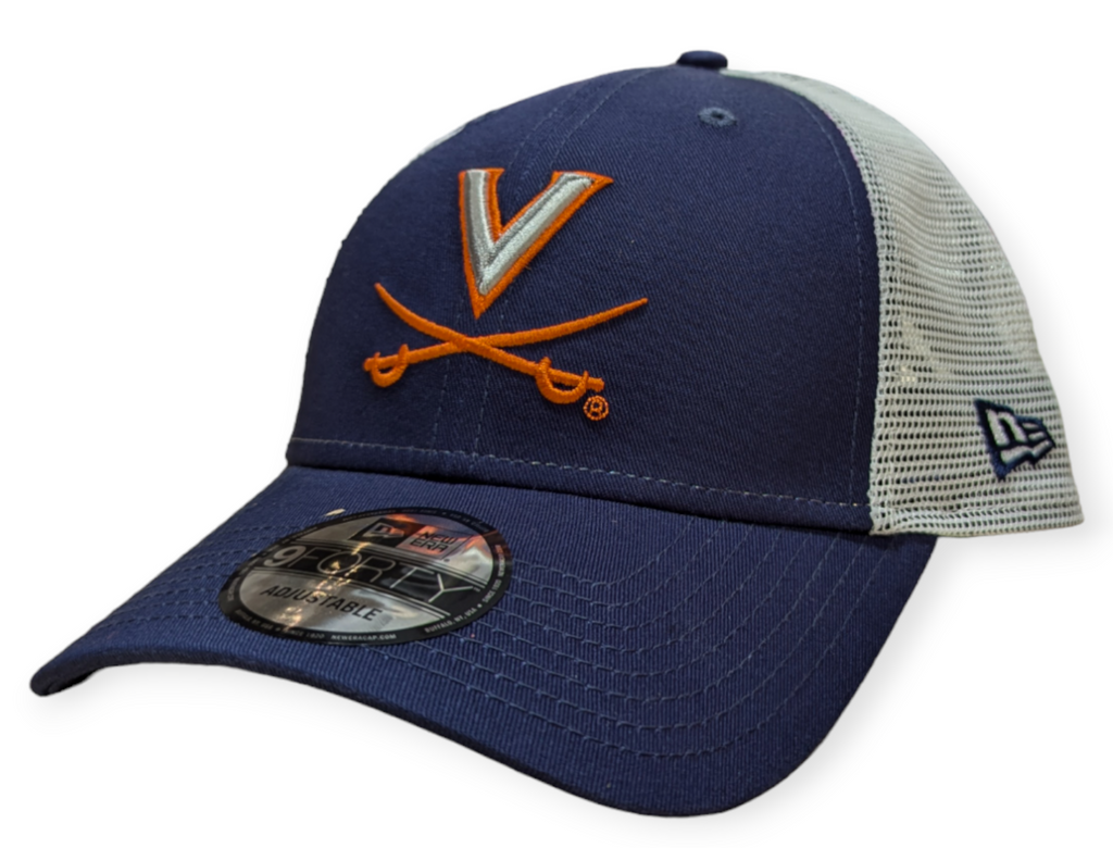 Virginia Cavaliers New Era Navy/White Trucker 9FORTY Adjustable Hat product image 1, provided for visual reference and