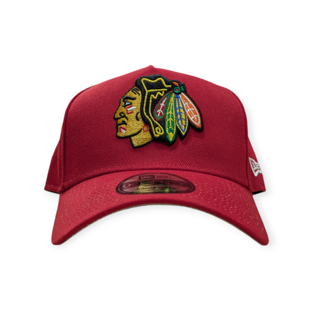 Chicago Blackhawks New Era Red 9FORTY A-Frame Adjustable Hat product image 2, provided for visual reference and product