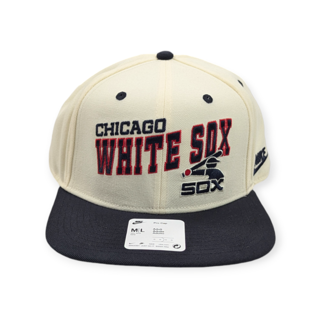 Chicago White Sox Nike Pro Cooperstown Collection Rewind Cream/Black Snapback Hat product image 2, provided for visual