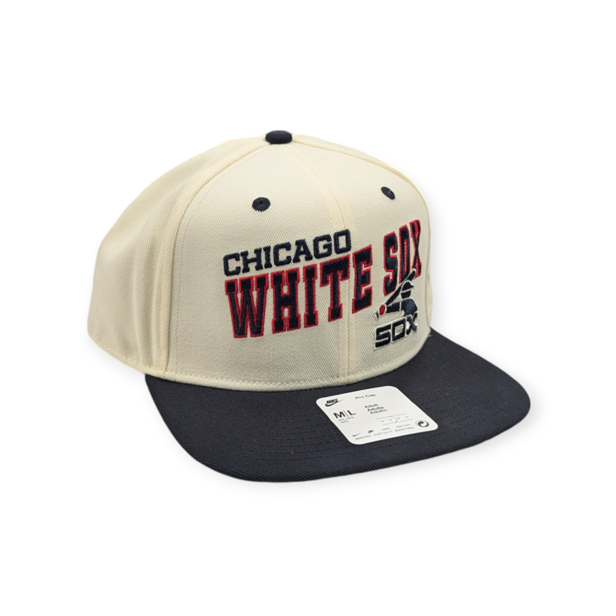 Chicago White Sox Nike Pro Cooperstown Collection Rewind Cream/Black Snapback Hat product image 3, provided for visual