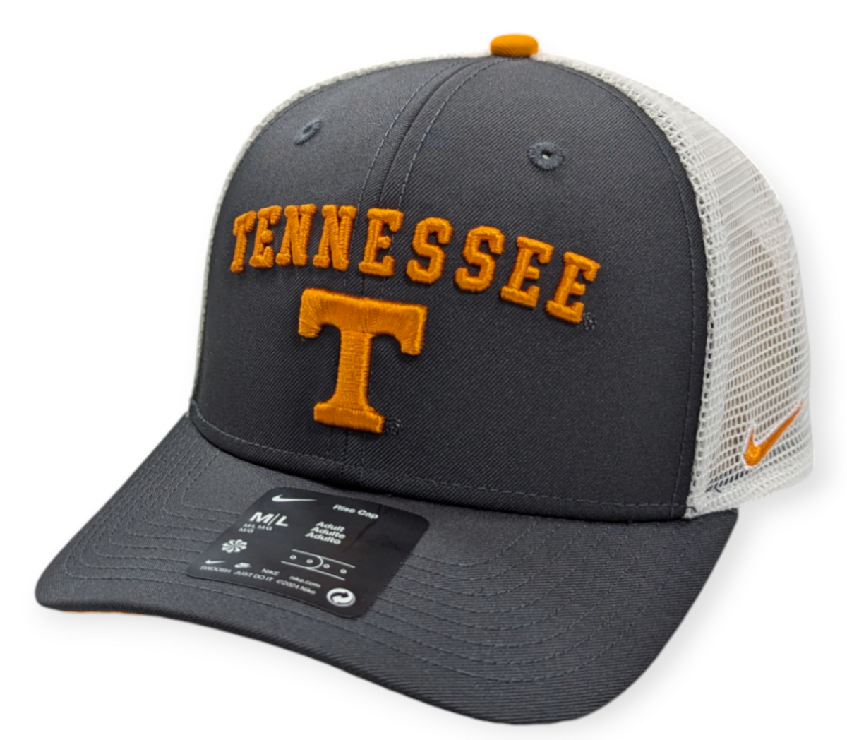 Nike Tennesse Volunteers Anthracite Rise Adjustable Trucker Hat for Men product image 1, provided for visual reference and