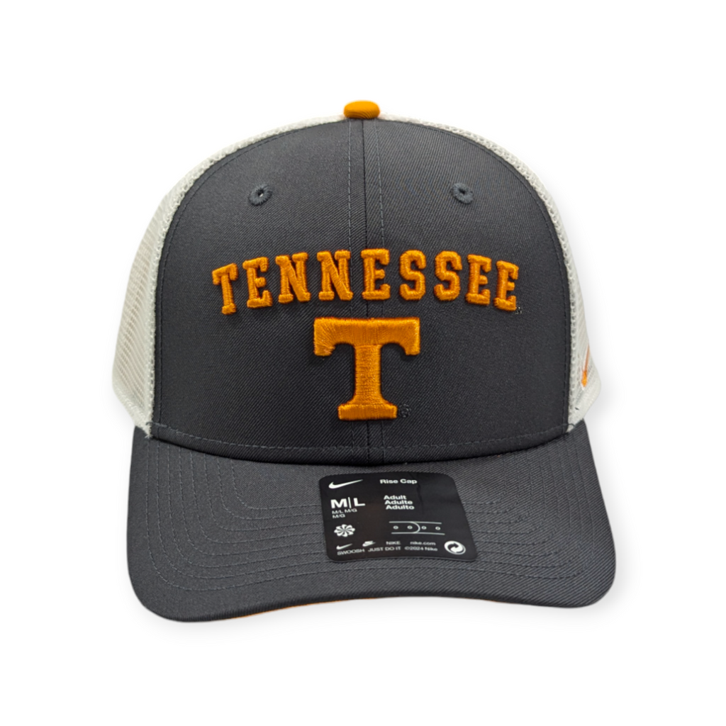 Nike Tennesse Volunteers Anthracite Rise Adjustable Trucker Hat for Men product image 2, provided for visual reference and