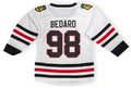 Toddler Connor Bedard Chicago Blackhawks White Away Replica Jersey product image 1, provided for visual reference and