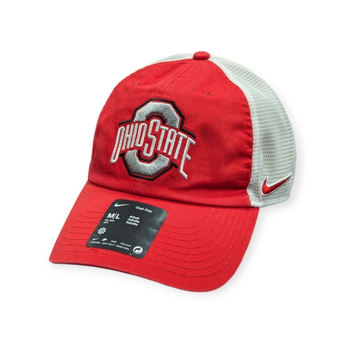 Ohio State Buckeyes Nike Red Club Unstructured Adjustable Trucker Hat product image 3, provided for visual reference and
