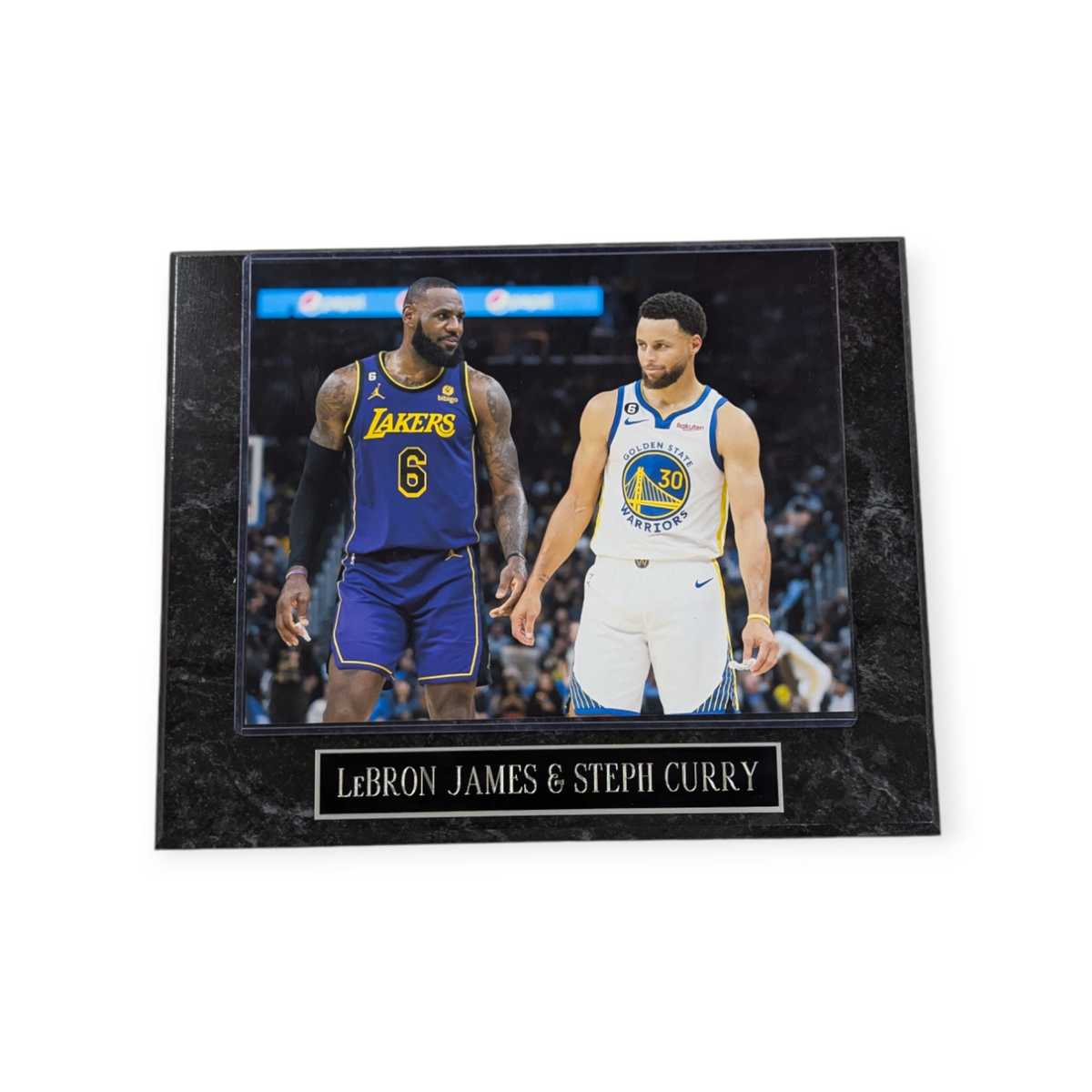 Lebron James Los Angeles Lakers and Stephen Curry Golden State Warriors Wall Plaque product image 1, provided for visual