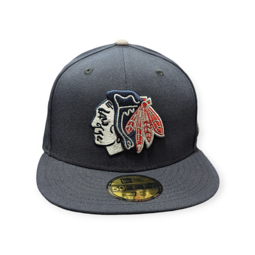 Chicago Blackhawks New Era Navy Bedsy 59FIFTY Fitted Hat product image 2, provided for visual reference and product detail