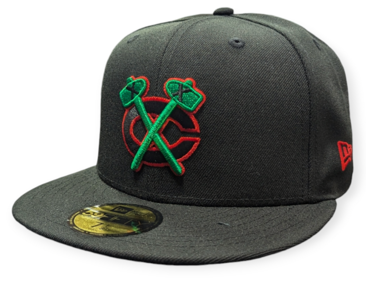 Chicago Blackhawks New Era Black Reverse OTC 59FIFTY Fitted Hat product image 1, provided for visual reference and product