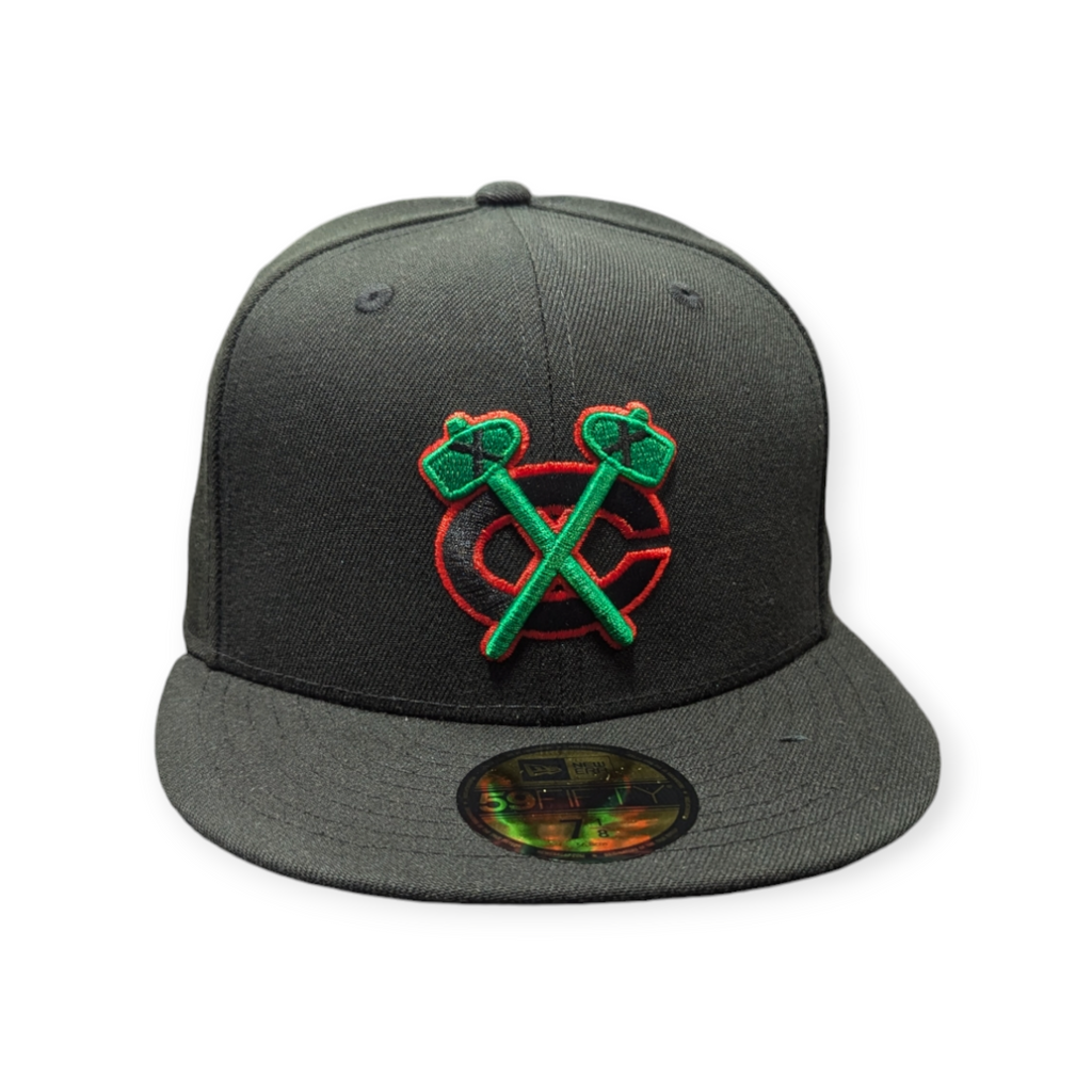 Chicago Blackhawks New Era Black Reverse OTC 59FIFTY Fitted Hat product image 2, provided for visual reference and product