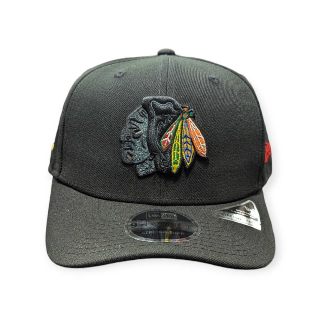 Chicago Blackhawks New Era Head of the Table Black 9SEVENTY Hat product image 2, provided for visual reference and product