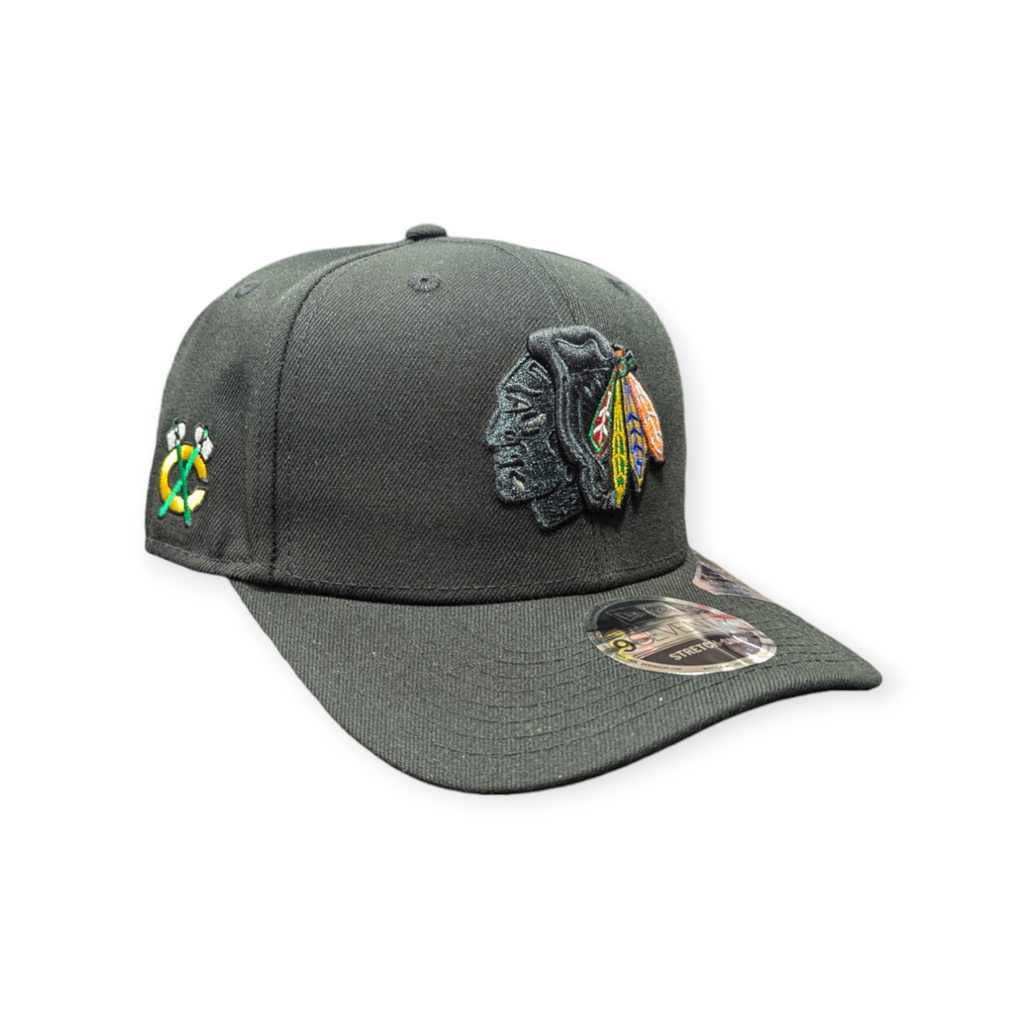 Chicago Blackhawks New Era Head of the Table Black 9SEVENTY Hat product image 3, provided for visual reference and product
