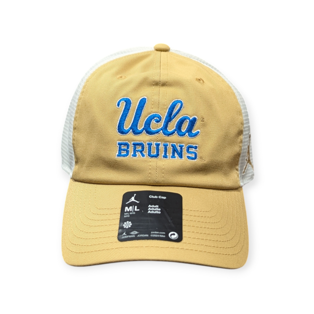 UCLA Bruins Nike Gold Jumpman Club Unstructured Adjustable Trucker Hat product image 2, provided for visual reference and
