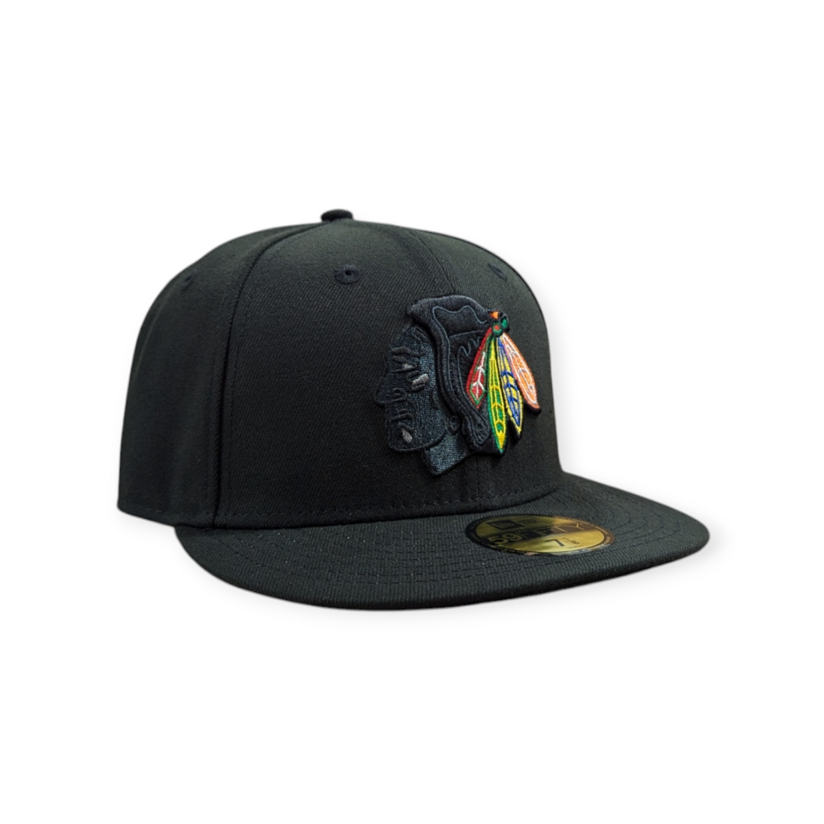 Chicago Blackhawks New Era Black Tribal Chief 59FIFTY Fitted Hat product image 3, provided for visual reference and product